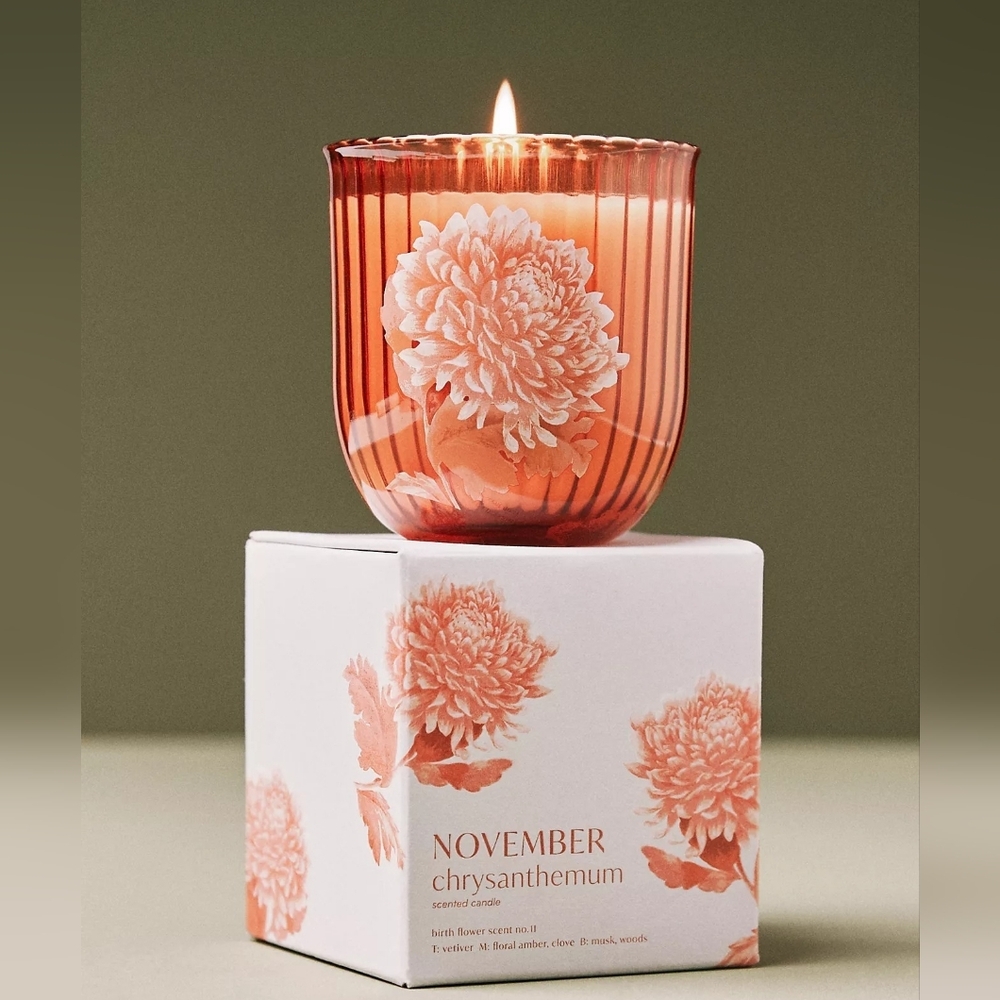 Anthropologie November Birth Month Flower Boxed Candle